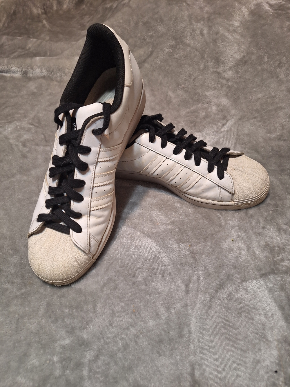 White Sneakers with Black Accents ADIDAS with Clam Shell Toe